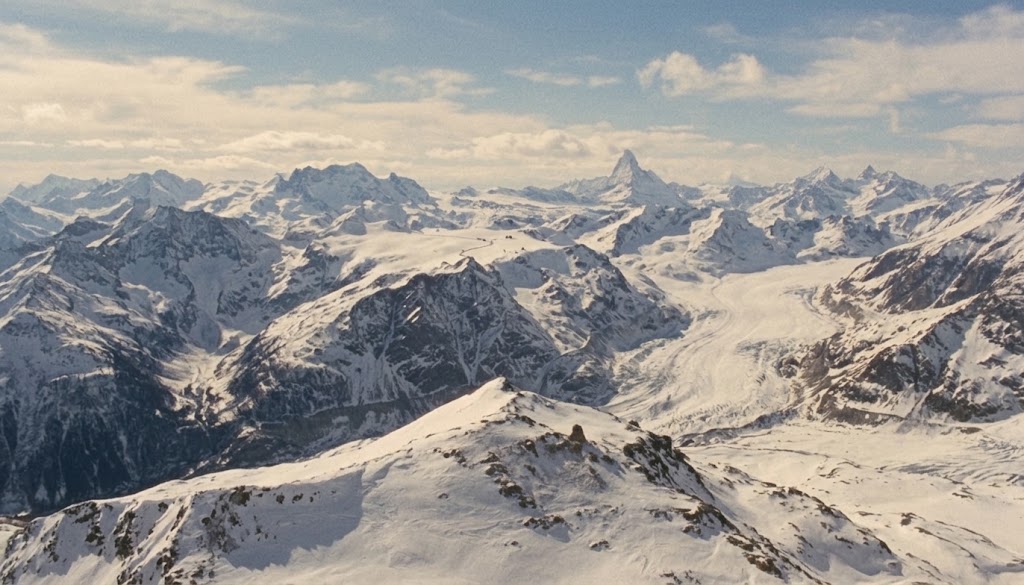 Aerial view of snowy alps