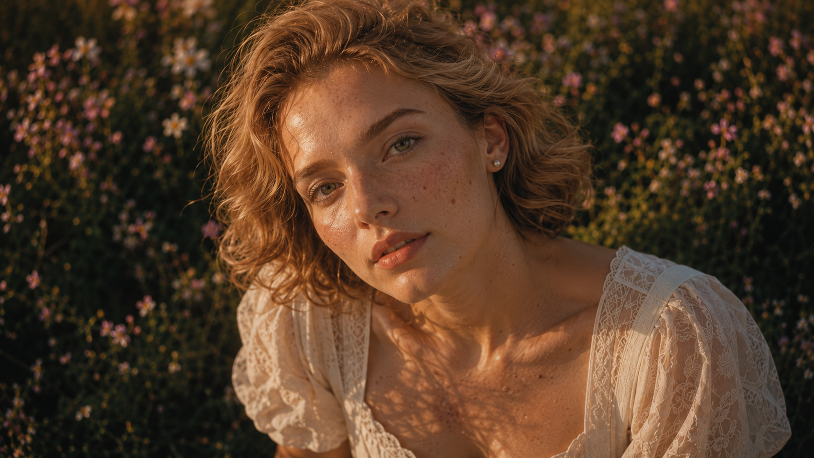 Golden-hour freckled portrait